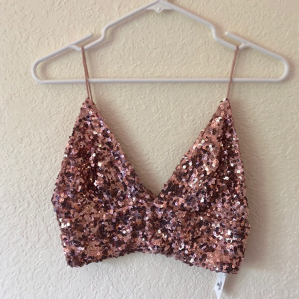 Free People pink sequin top